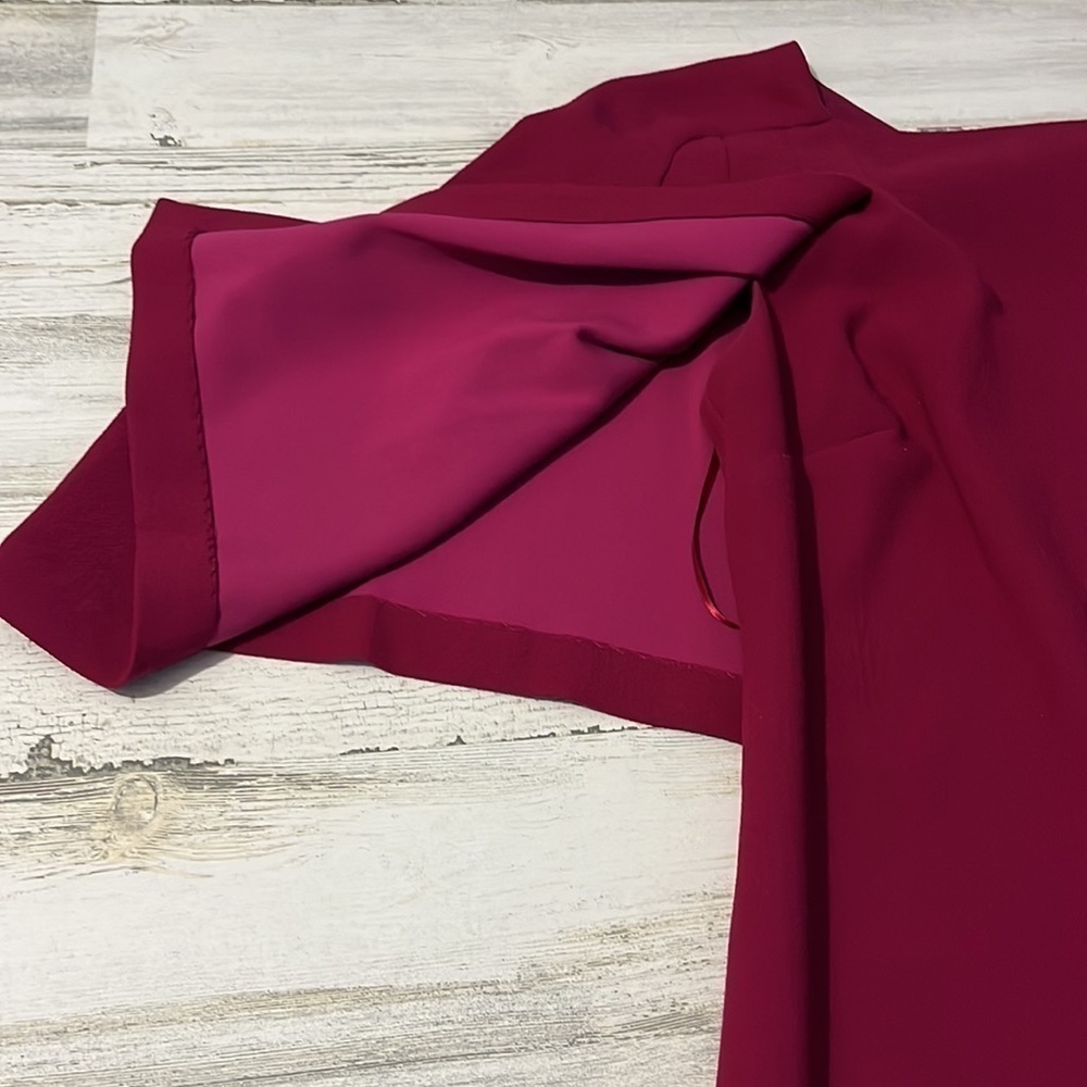 Trina Turk Fuchsia Cape-Sleeve Shift Mini Dress - Picture 6 of 10